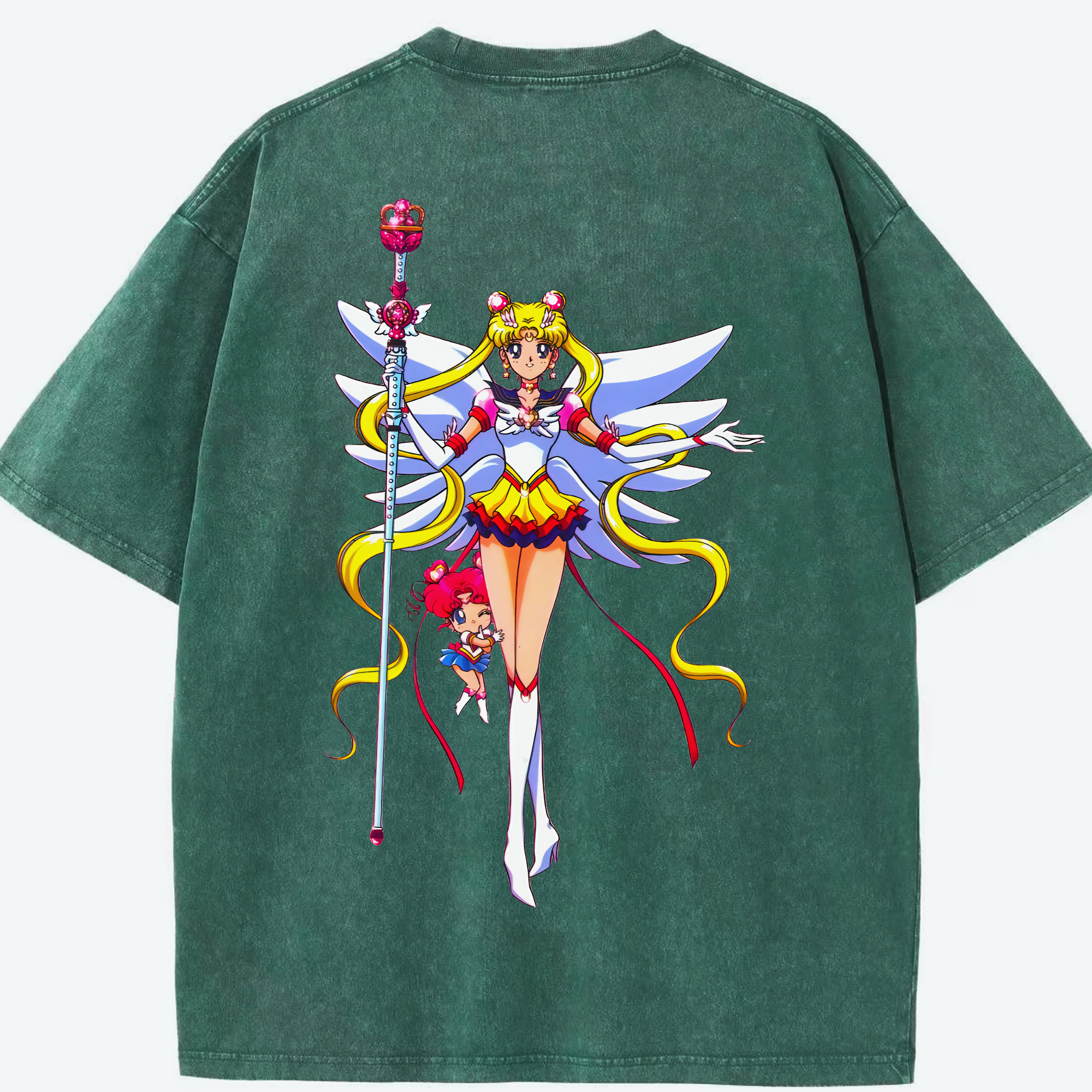 （画像用） 美少女戦士セーラームーン 月野 うさぎ つきの うさぎ Sailor Moon Tsukino Usagi 綿100% ヴィンテージ風 半袖Tシャツ（背面プリント）